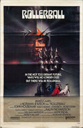 Rollerball 1sh 1975 James Caan in a future where war does not exist, Bob Peak art