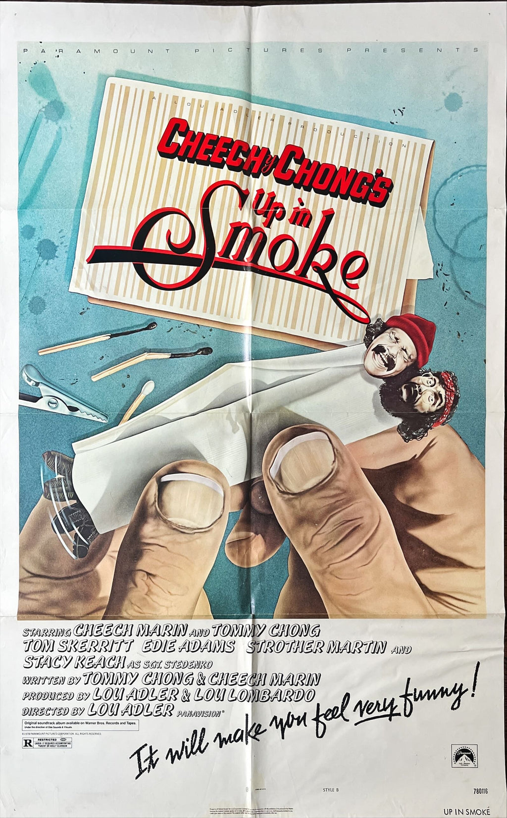 Cheech and Chong up in smoke recalled 1sh 1978 Cheech & Chong marijuana drug classic, original tagline
