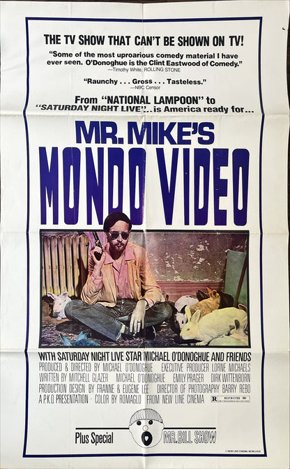 Mr. Mike’s Mondo video, 1sh '79 Bill Murray, Michael O'Donoghue w/pistol & bunnies