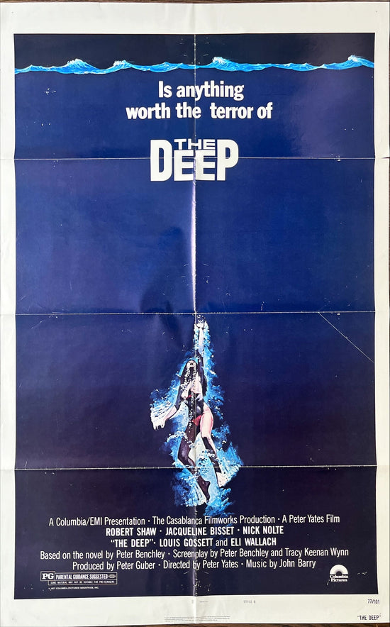 The deep style B studio style 1sh 1977 Gary Meyer art of sexy scuba diver Jacqueline Bisset