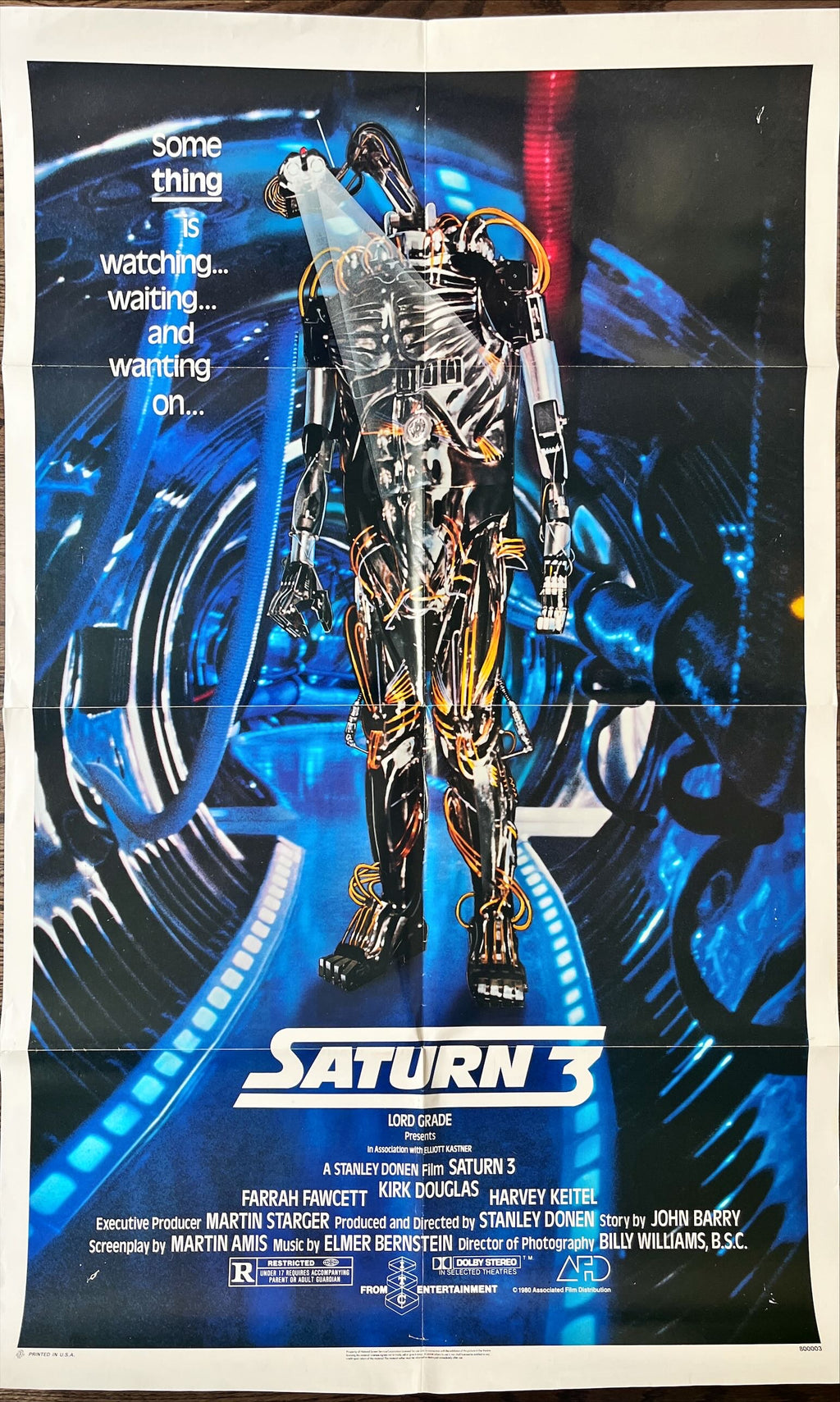 SATURN 3, 1SH 1980 KIRK DOUGLAS, FARRAH FAWCETT, REALLY COOL ROBOT IMAGE