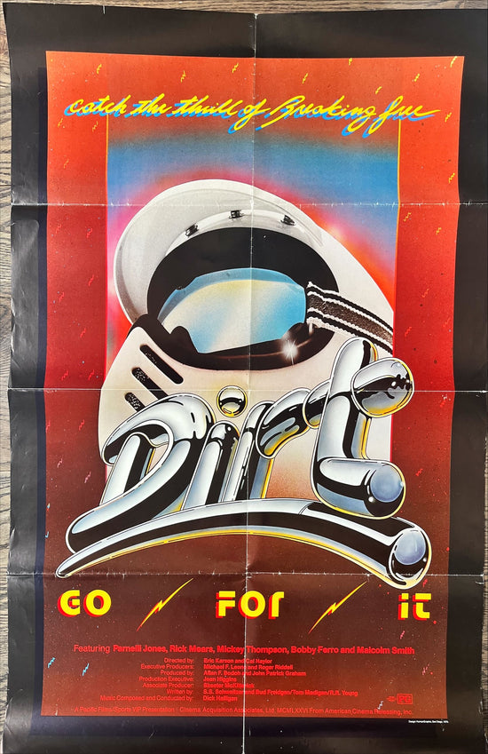 Dirt video poster 1979 off-road racing tribute, Parnelli Jones, Rick Mears, Mickey Thompson