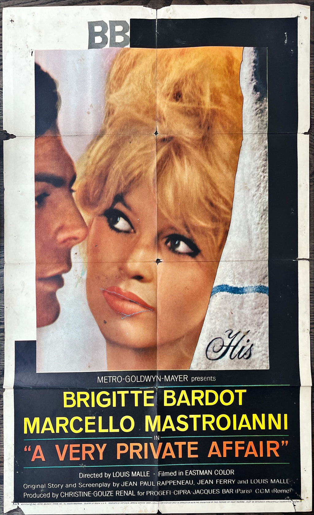 A very private affair, 1sh 1962 Louis Malle's Vie Privee, c/u of sexiest Brigitte Bardot!