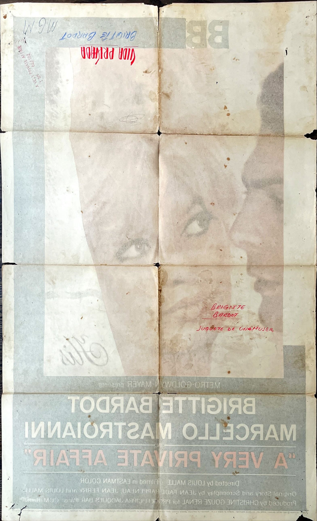 A very private affair, 1sh 1962 Louis Malle's Vie Privee, c/u of sexiest Brigitte Bardot!