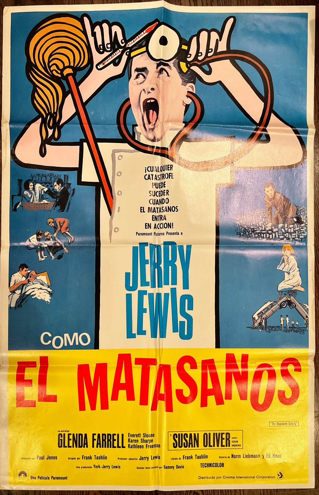 The Disorderly Orderly Spanish movie poster '65 MCP artwork of wackiest hospital nurse Jerry Lewis