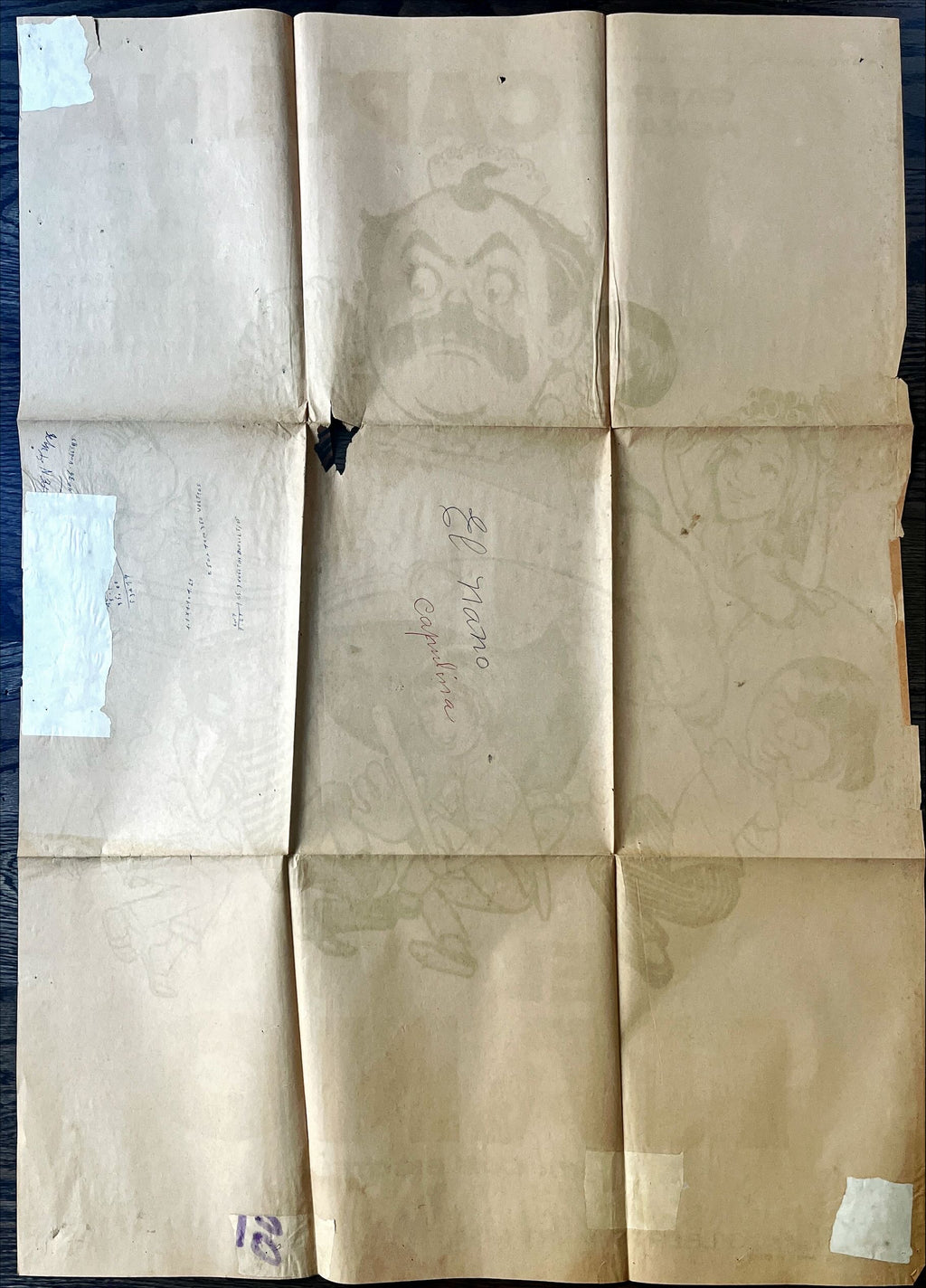 El Nano Mexican poster '71 wacky artwork of Gaspar Henaine surrounded by kids