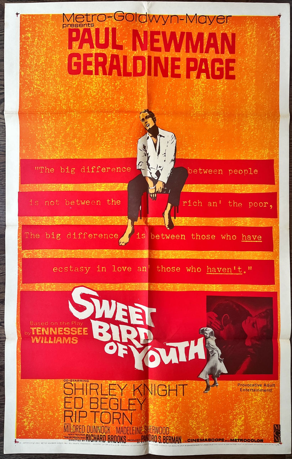 Sweet bird of youth 1sh 1962 Paul Newman, Geraldine Page, from Tennessee Williams' play