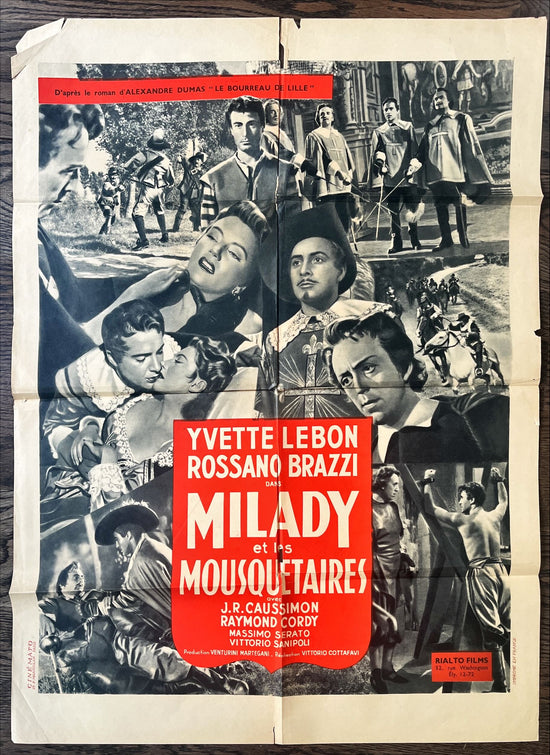 Miladi et les musketaires French 24x32 1953 Rossano Brazzi, Yvette Lebon, Angelo Cesselon art