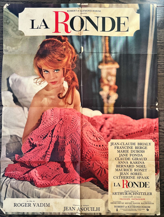 La Ronde French 23x31 1964 best image of naked Jane Fonda in bed, Roger Vadim directed