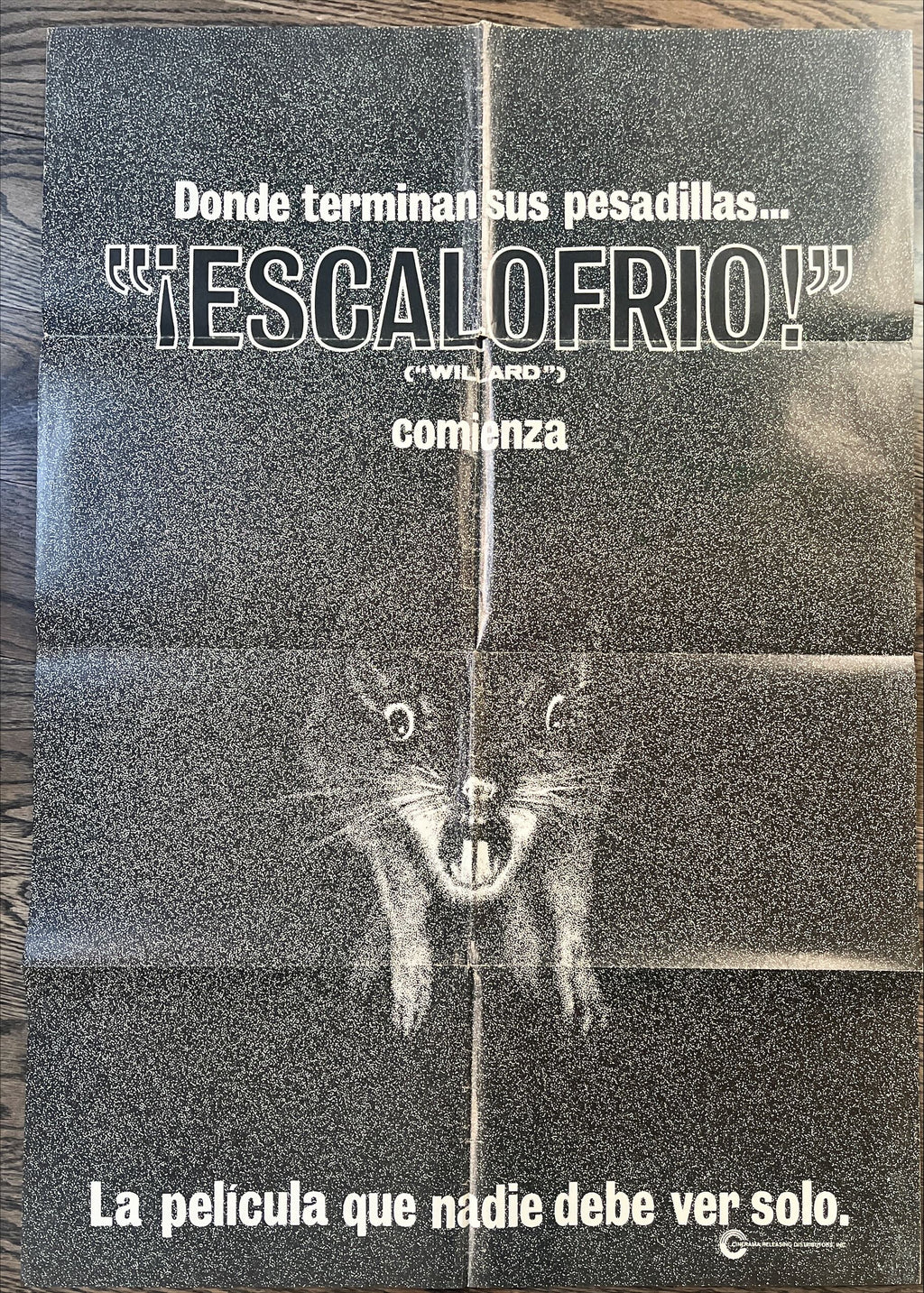 Willard Spanish movie poster, teaser 1sh 1971 creepy close up of Bruce Davison's pet rat showing teeth