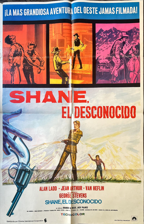 Shane, Spanish movie poster R70s most classic western, Alan Ladd, Jean Arthur, Van Heflin!