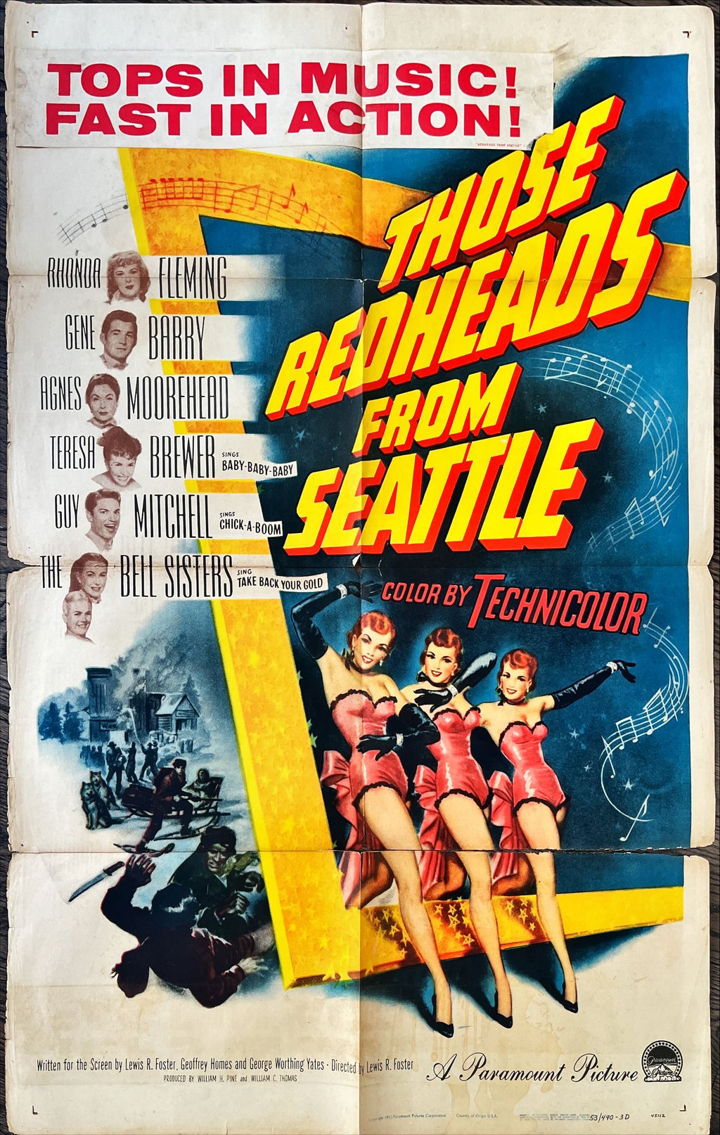Those redheads from Seattle, 1sh '53 great 3D artwork image of sexy dancers!
