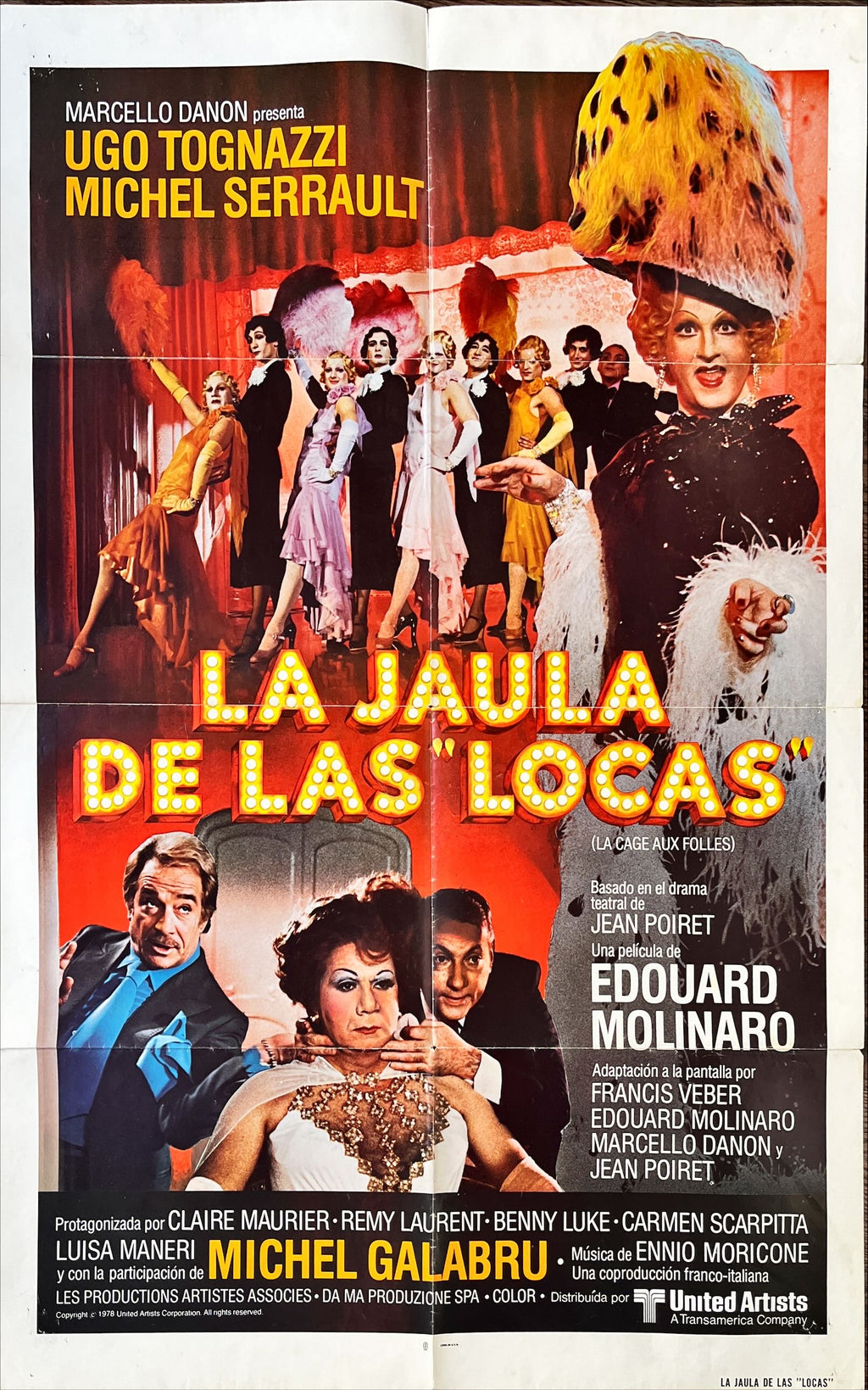 La Cage aux folles Spanish original movie poster, 1sh '79 Ugo Tognazzi, great wacky cross-dressing art by Lou Myers