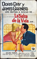 The thrill of it all Spanish original movie poster, '63 artwork of Doris Day kissing James Garner