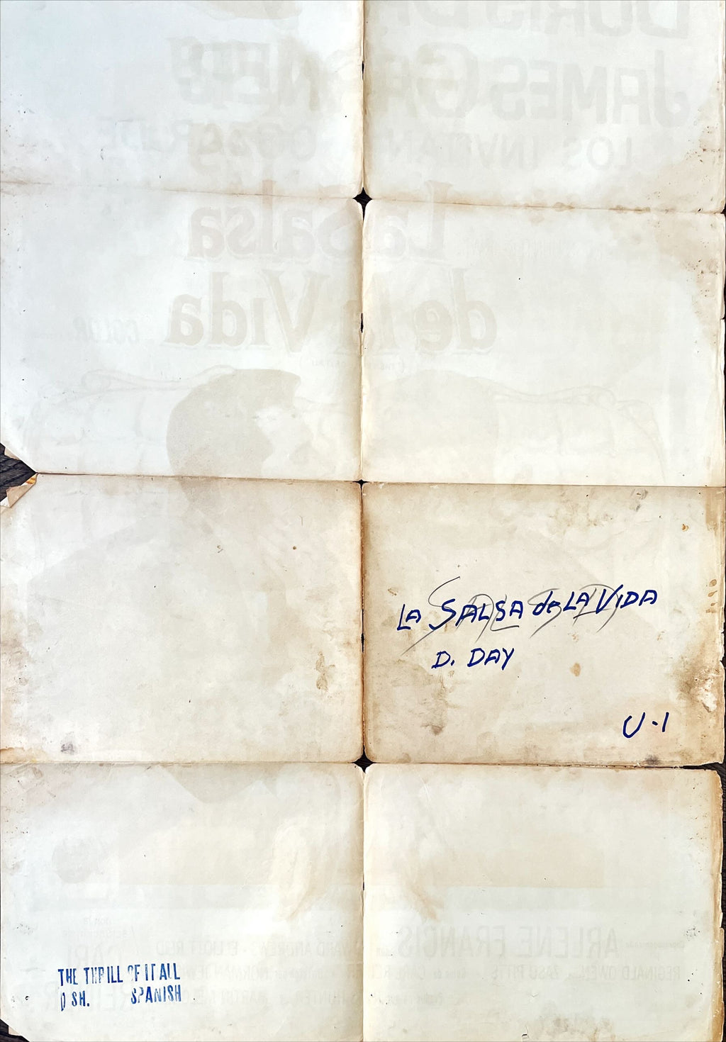 The thrill of it all Spanish original movie poster, '63 artwork of Doris Day kissing James Garner