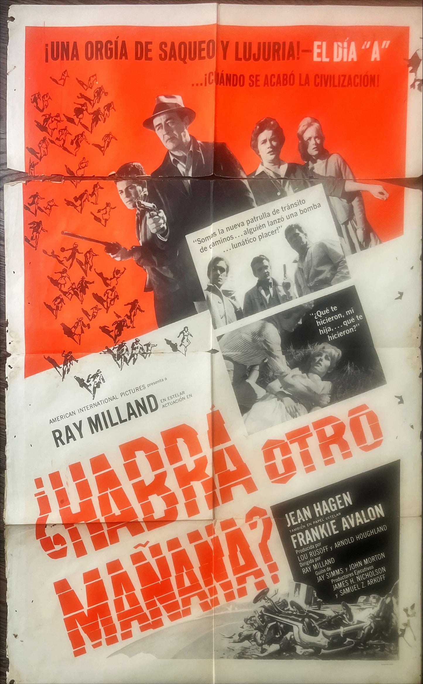 Panic in the year zero Spanish movie poster 1sh 1962 Ray Milland, Hagen, Frankie Avalon, orgy of looting & lust