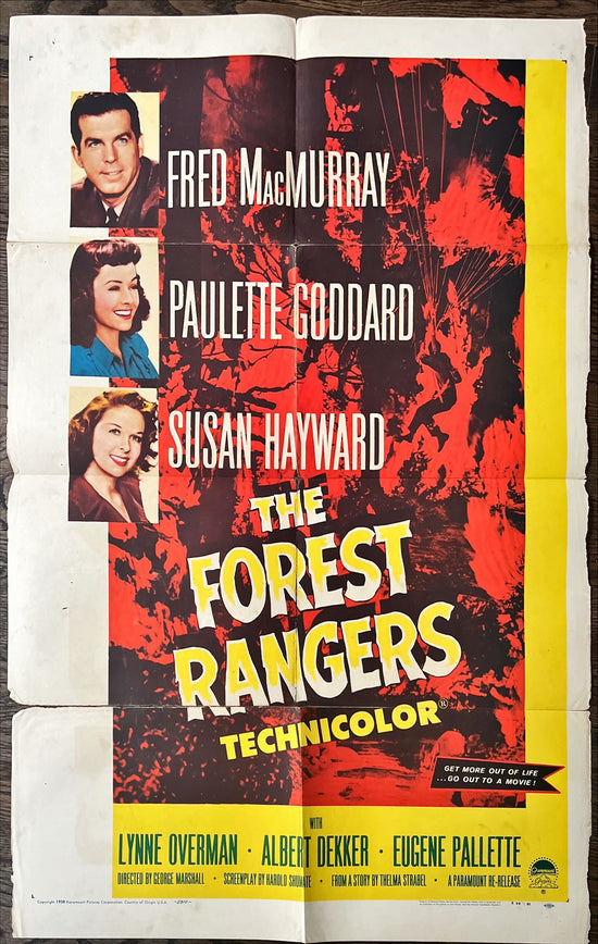 The forest Rangers, 1sh R58 Fred MacMurray, Paulette Goddard, Susan Hayward, parachuting art