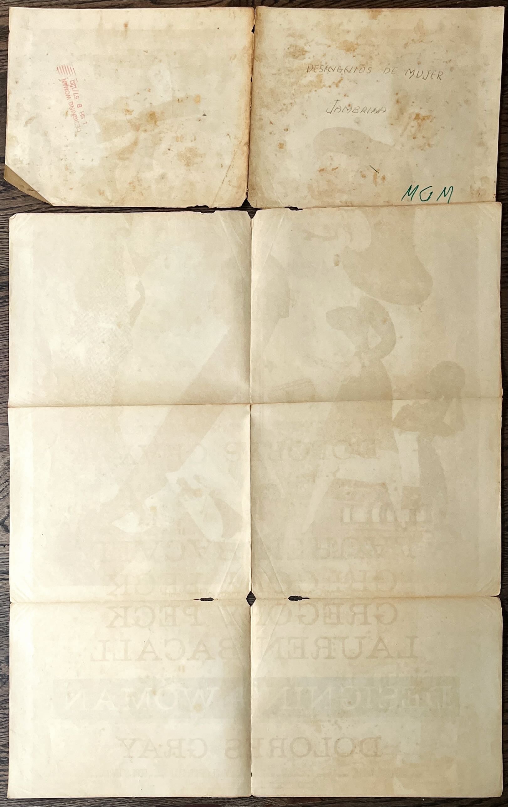 Designing women,  style B 1sh 1957 art of Gregory Peck & Lauren Bacall by Jacques Kapralik