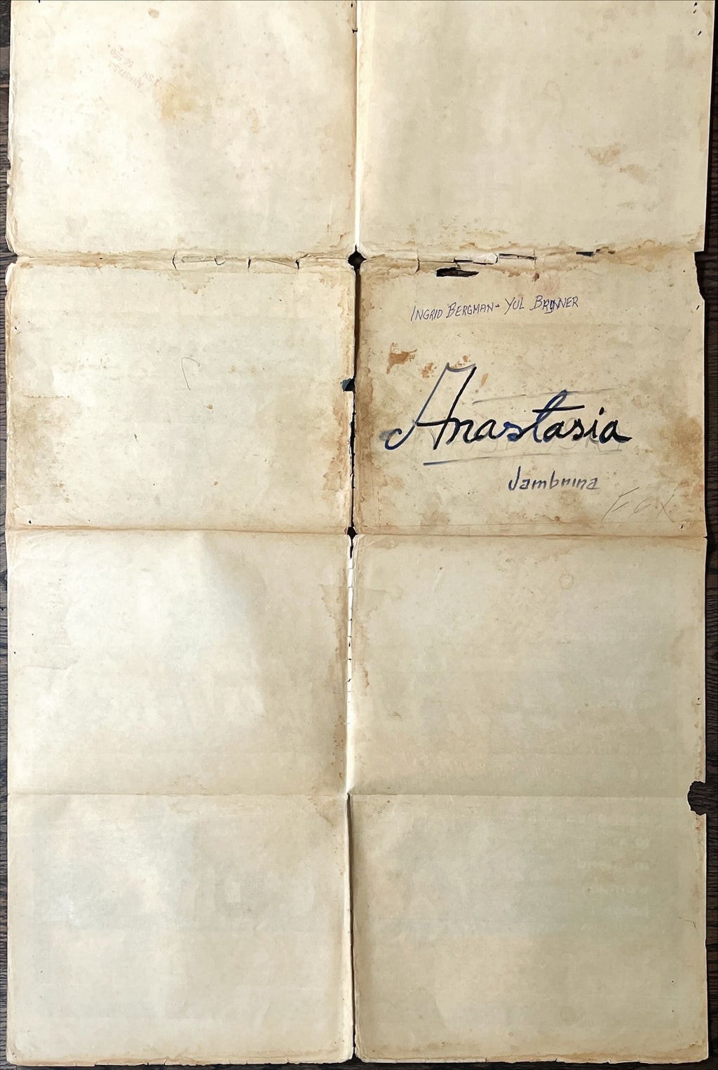 Anastasia 1sh 1956 great romantic close up art of Ingrid Bergman & Yul Brynner