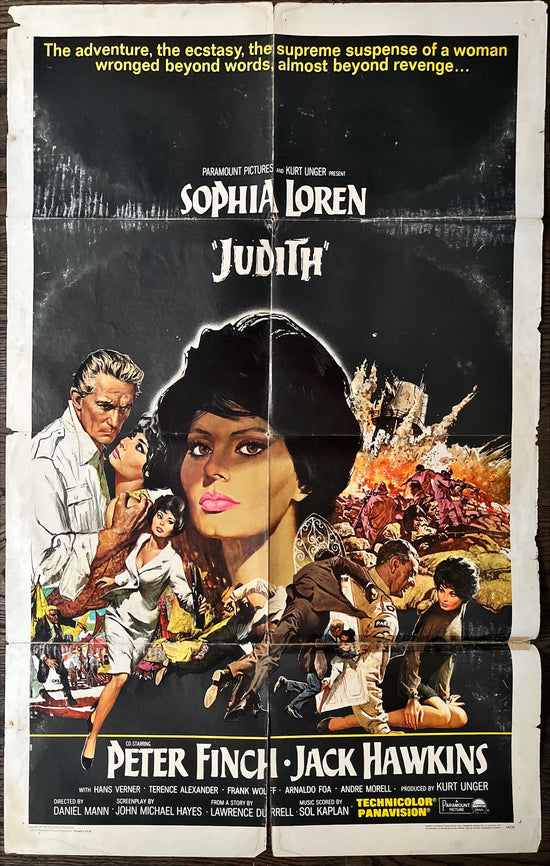 Judith, 1sh 1966 Daniel Mann directed, artwork of sexy Sophia Loren & Peter Finch