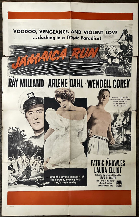 Jamaica Run,military 1sh R60s Ray Milland, sexy Arlene Dahl & Wendell Corey in the Caribbean