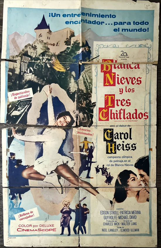Snow White and the Three Stooges, spanish 1sh 1961 art of skating Carol Heiss + Moe, Larry & Joe