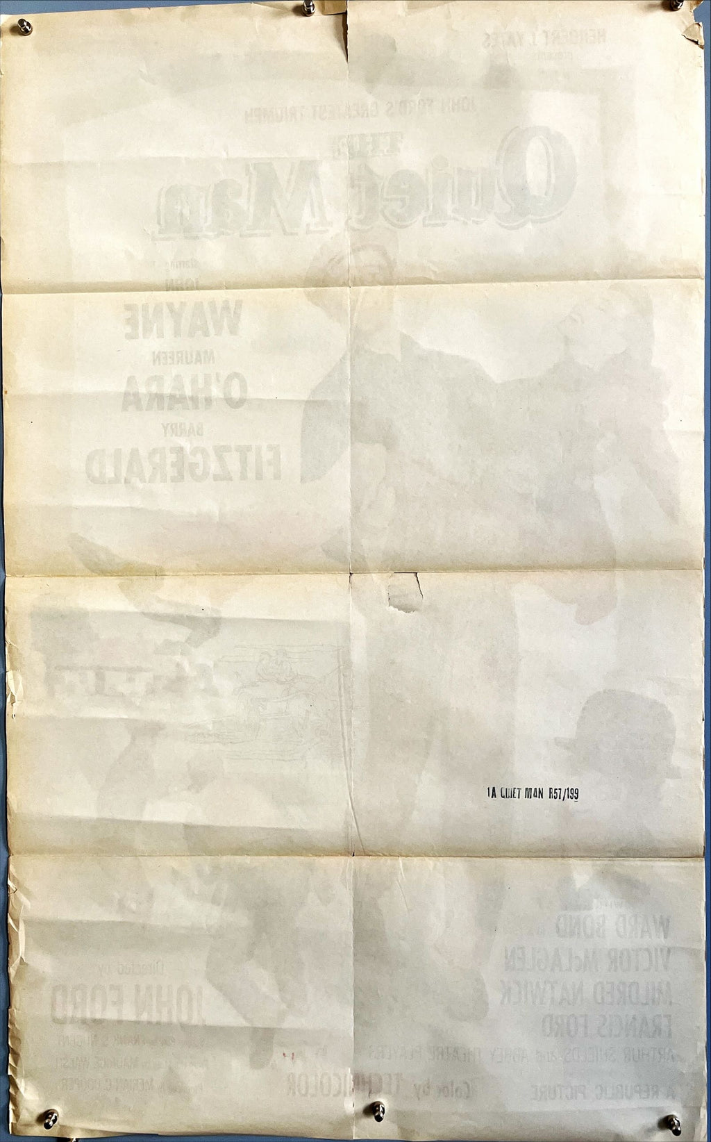 Quiet man, 1sh R1957 great image of John Wayne carrying Maureen O'Hara, John Ford classic