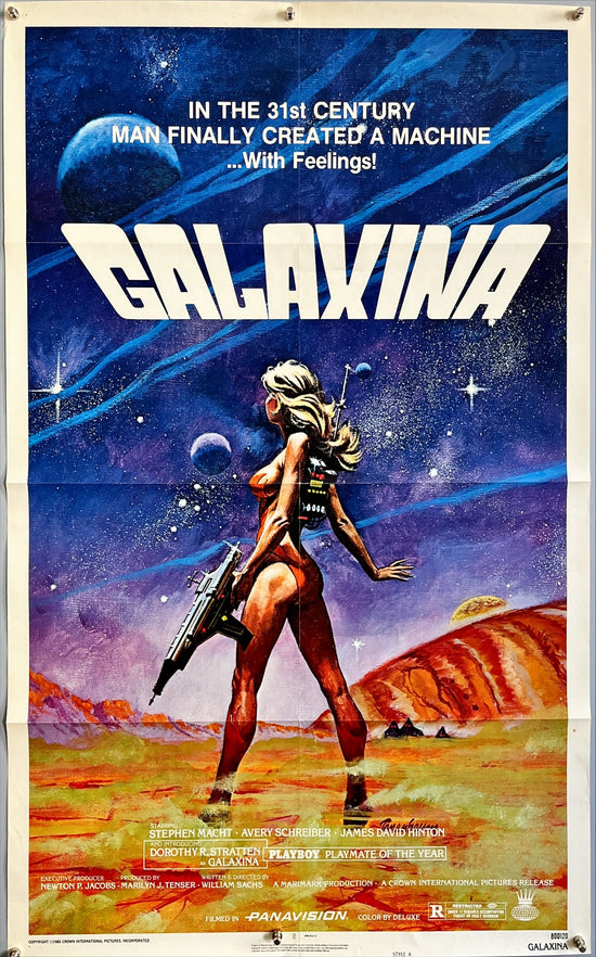 Galaxina, style A 1sh 1980 Robert Tanenbaum art of sexy Dorothy Stratten, a man-made machine