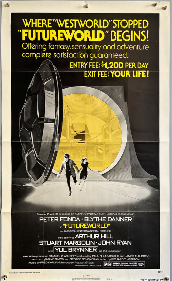 Future world, style B 1sh 1976 different art of Peter Fonda & Blythe Danner escaping
