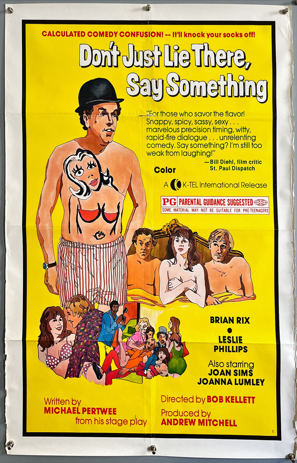 Don’t lie there say something, 1sh '76 Bob Kellett, Brian Rix, wild sexy artwork