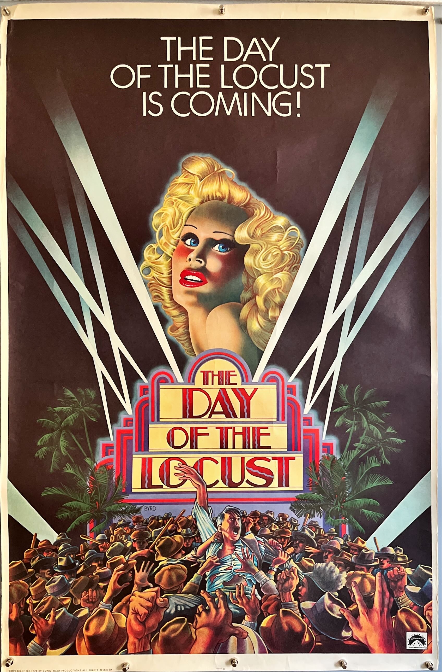The day of the Locust, half subway 1975 John Schlesinger's version of West's novel, Byrd art