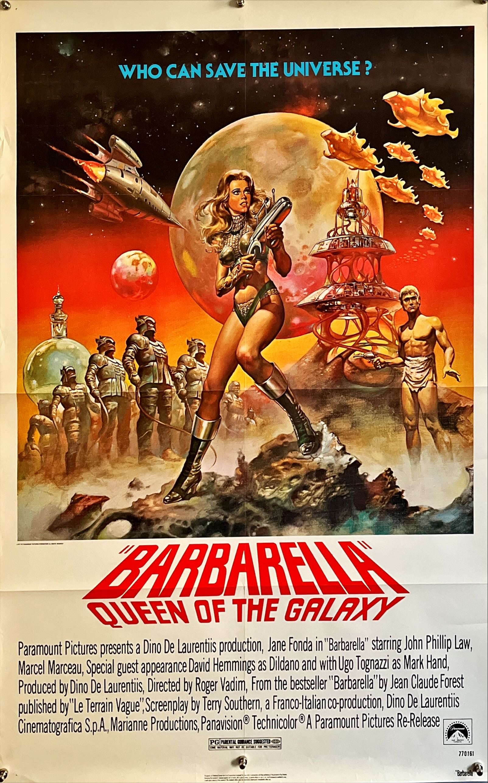Barbarella, 1sh R1977 Vadim, best art of Queen of the Galaxy Jane Fonda by Boris Vallejo