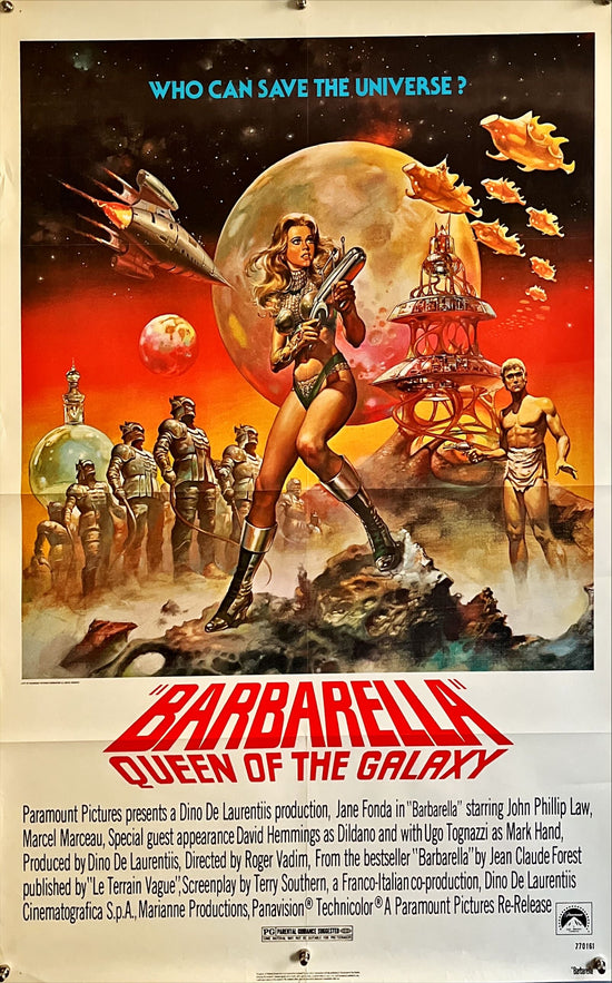 Barbarella, 1sh R1977 Vadim, best art of Queen of the Galaxy Jane Fonda by Boris Vallejo