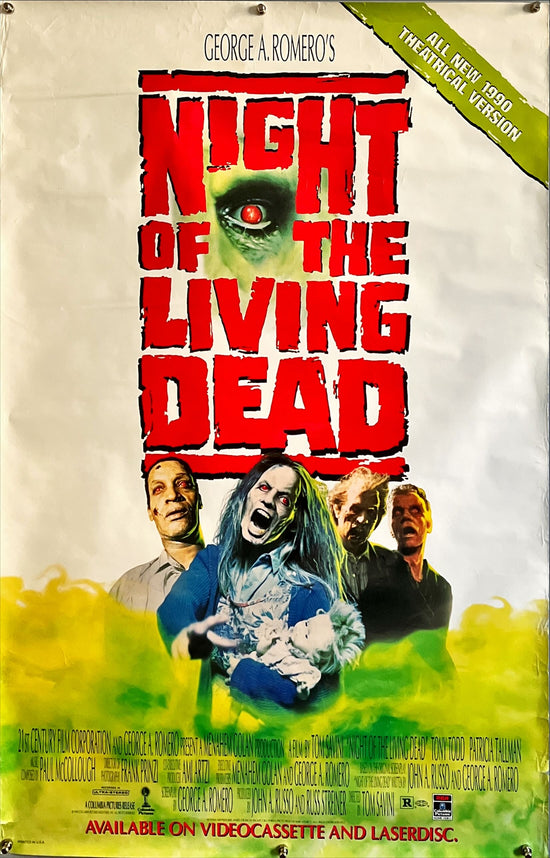 Night of the living, dead video poster, 27x39 - 1990 Tom Savini, from Romero screenplay, zombies