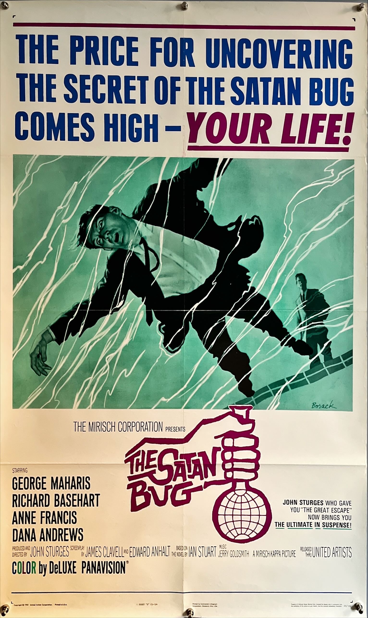 The Satan bug, style B 1sh '65 John Sturges, thousands will try, all but one will die