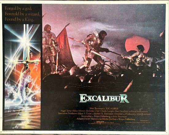 Excalibur 4 lobby card set, LCs 1981 John Boorman, Nicholas Clay, Nigel Terry as King Arthur