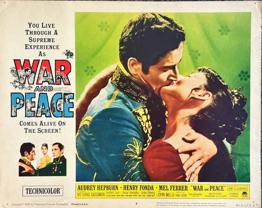 War and Peace (R1963) Lobby Card #2 – Audrey Hepburn & Vittorio Gassman – Leo Tolstoy Epic