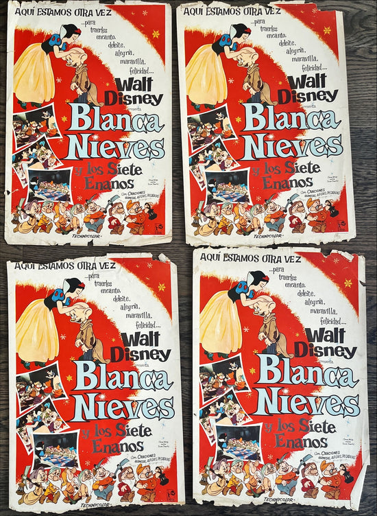 Snow White and the seven dwarfs 4 Spanish mini posters from the 1940s