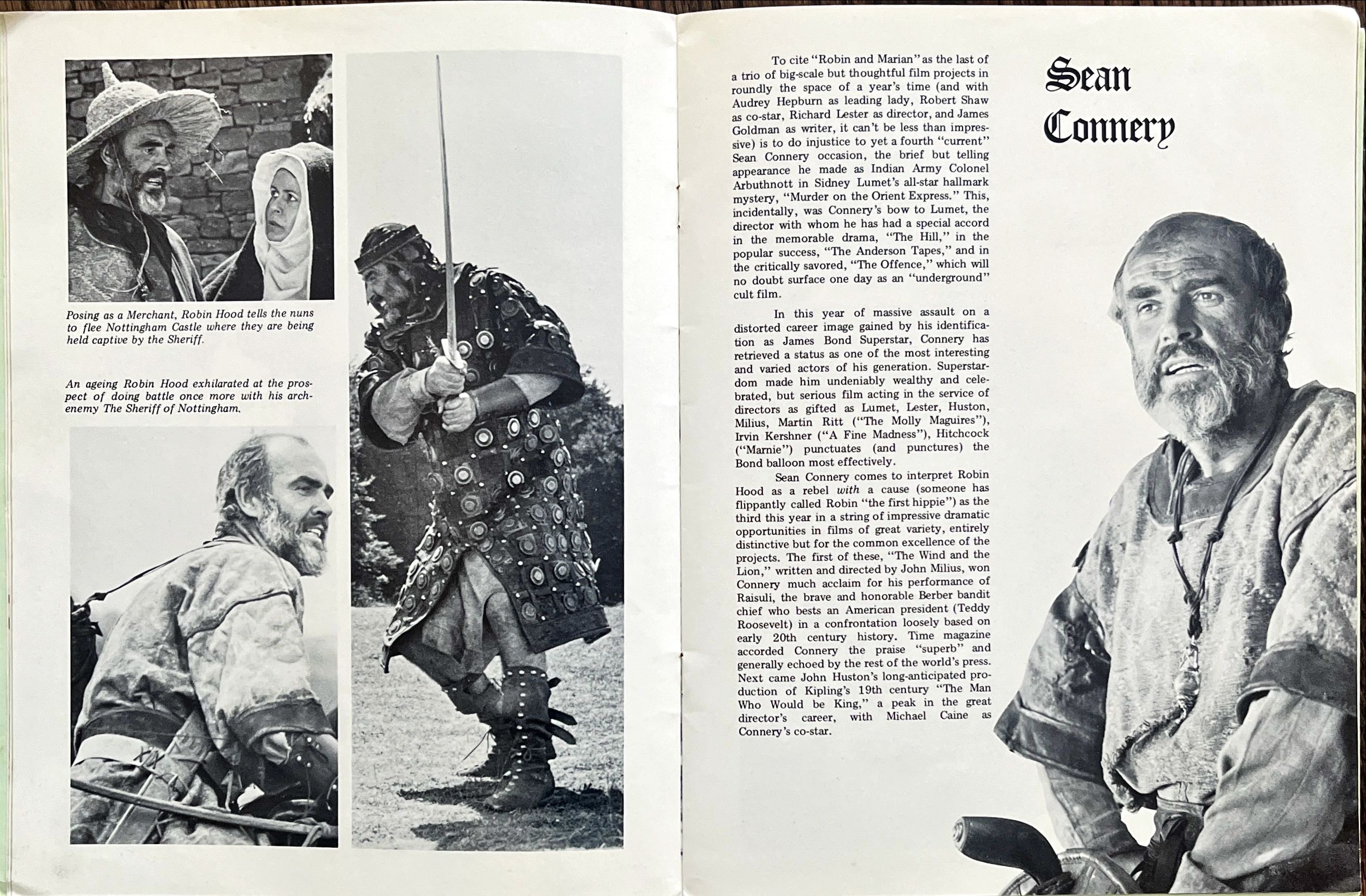 Robin and Marion souvenir program book 1976 art of Shaw, Connery & Hepburn by Drew Struzan