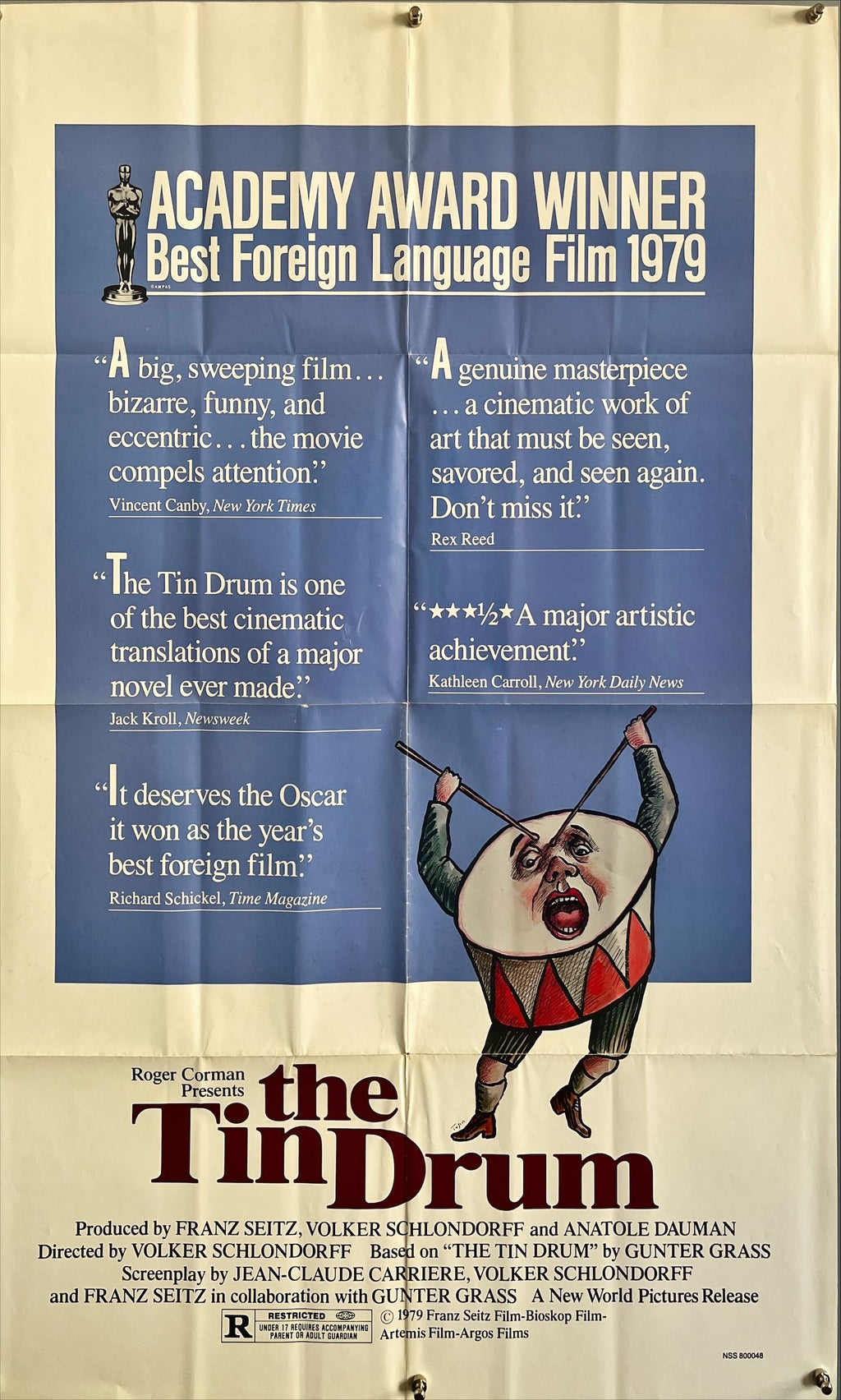 Tin drum, 1sh 1980 Volker Schlondorff's Die Blechtrommel, anti-war, art by Roland Topor