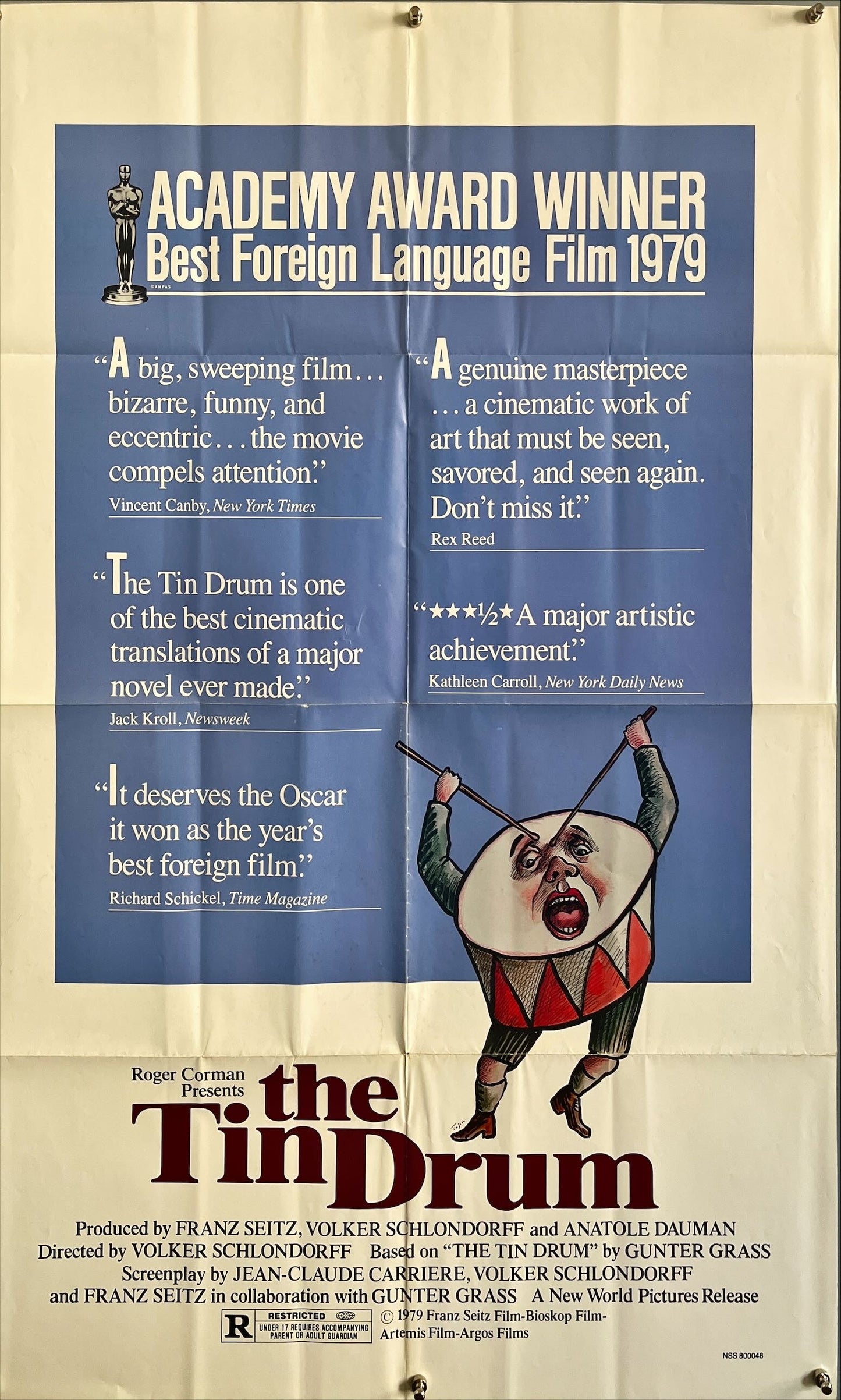 Tin drum, 1sh 1980 Volker Schlondorff's Die Blechtrommel, anti-war, art by Roland Topor