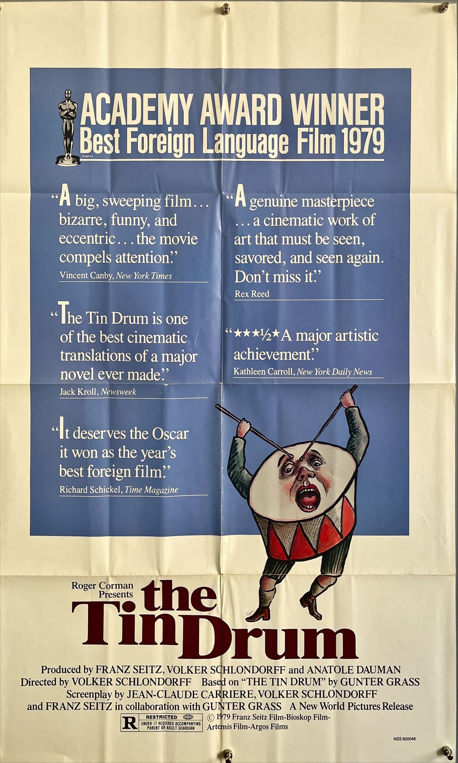 Tin drum, 1sh 1980 Volker Schlondorff's Die Blechtrommel, anti-war, art by Roland Topor