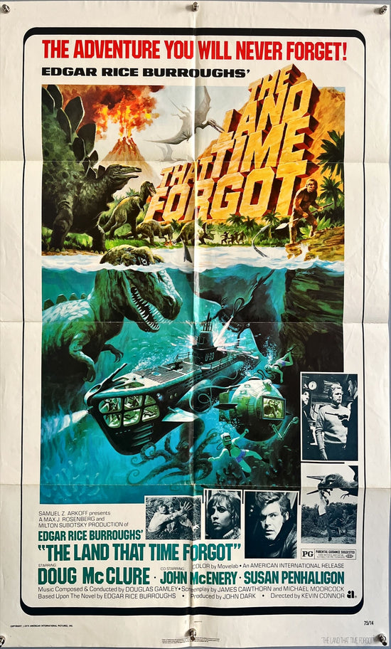 The Land That Time Forgot, 1sh 1975 Edgar Rice Burroughs, cool George Akimoto dinosaur art