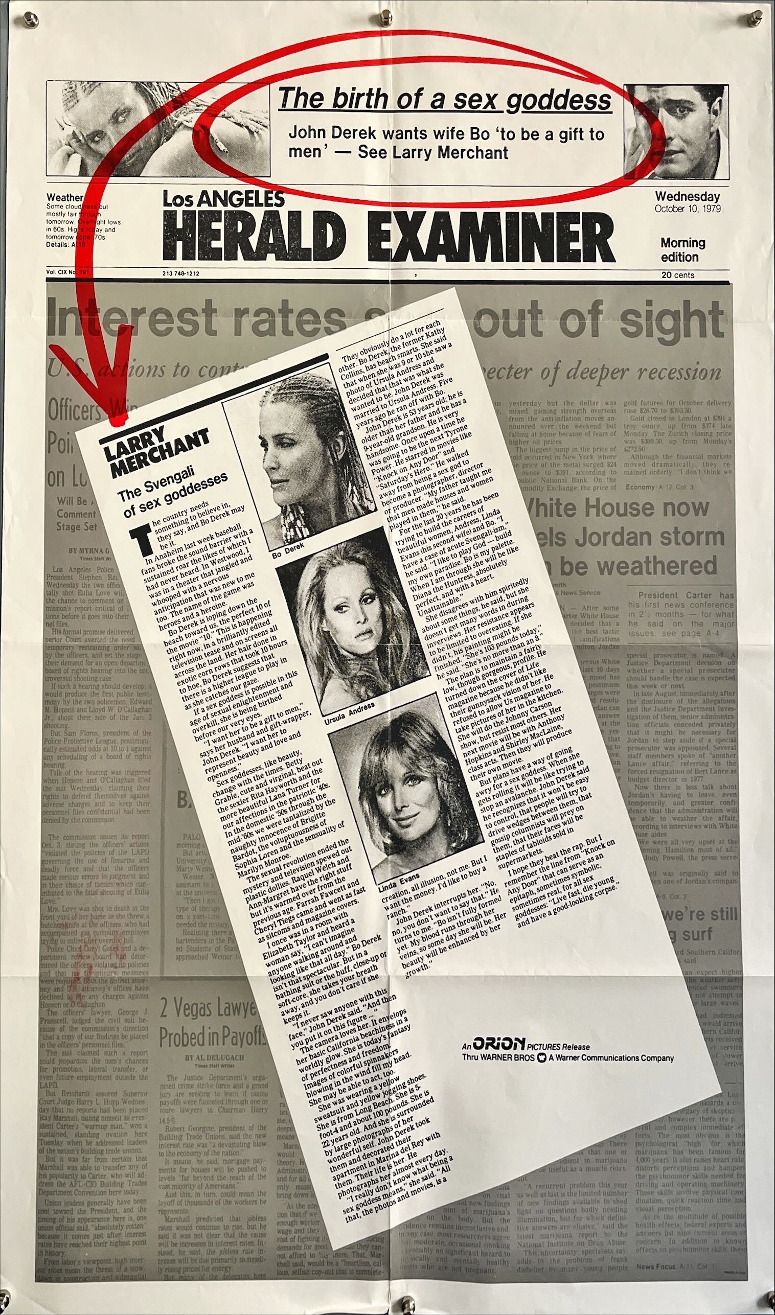 Ten - 1sh 1979 Blake Edwards, Alvin art of Dudley Moore, sexy Bo Derek, LA Herald newspaper