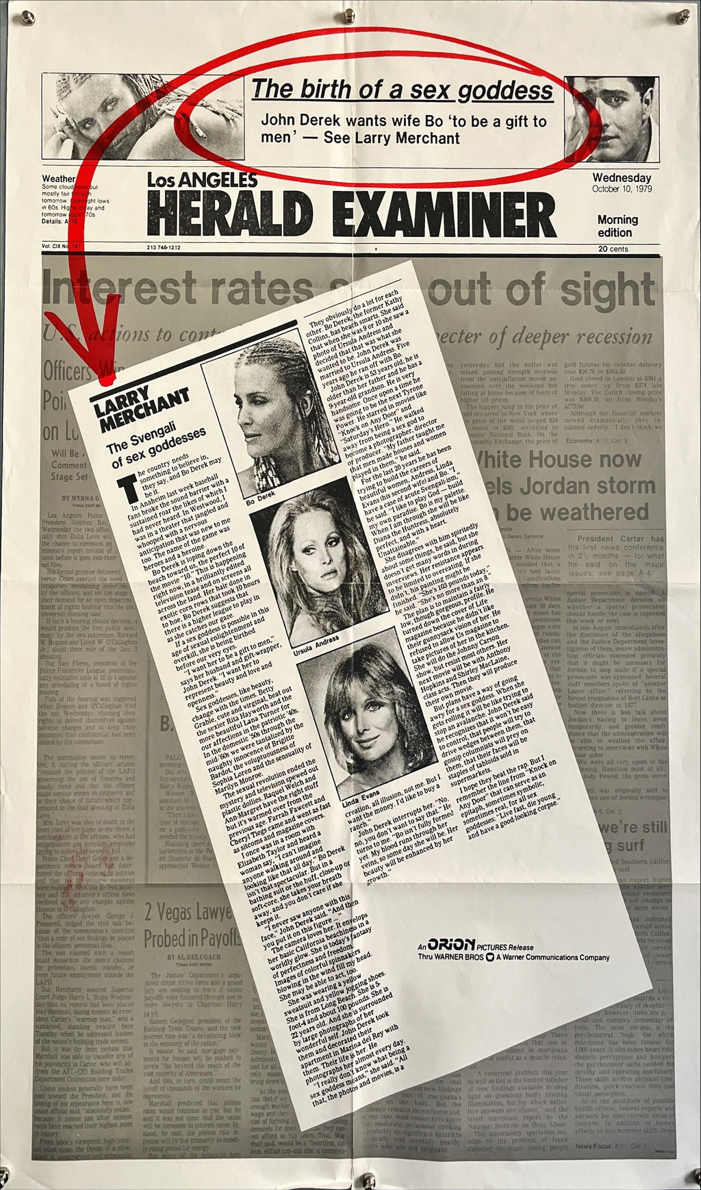 Ten - 1sh 1979 Blake Edwards, Alvin art of Dudley Moore, sexy Bo Derek, LA Herald newspaper