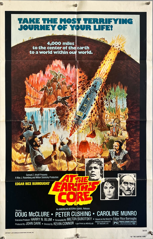 At the Earth’s Core, 1sh 1976 Edgar Rice Burroughs, Caroline Munro, Peter Cushing, AIP