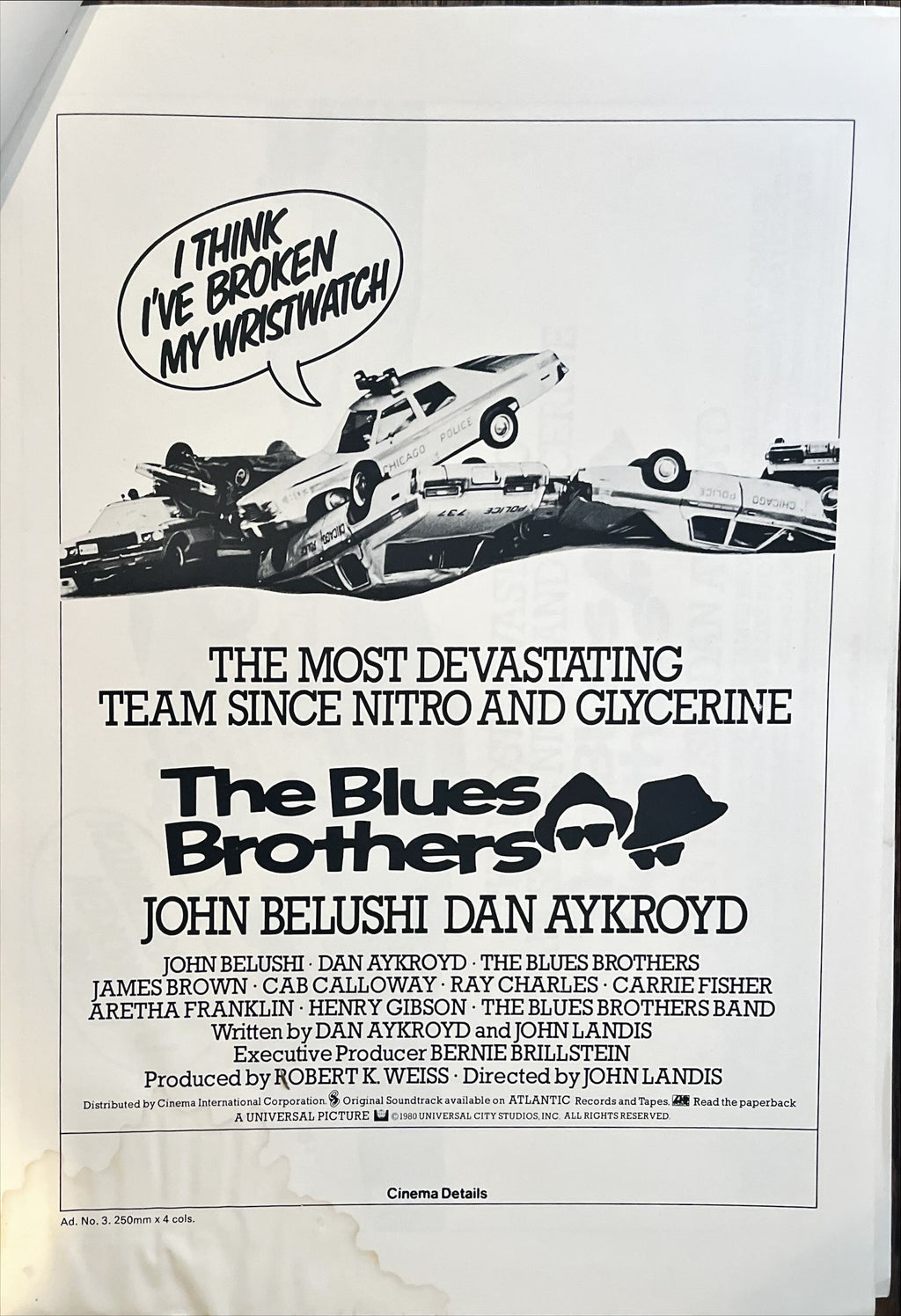 Blues Brothers pressbook 10 pages, pressbook '80 John Belushi & Dan Aykroyd are on a mission from God