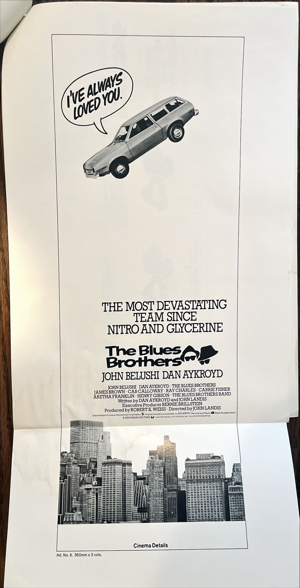 Blues Brothers pressbook 10 pages, pressbook '80 John Belushi & Dan Aykroyd are on a mission from God