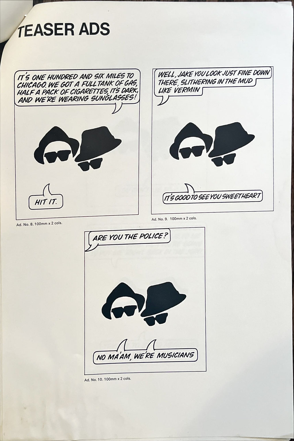 Blues Brothers pressbook 10 pages, pressbook '80 John Belushi & Dan Aykroyd are on a mission from God