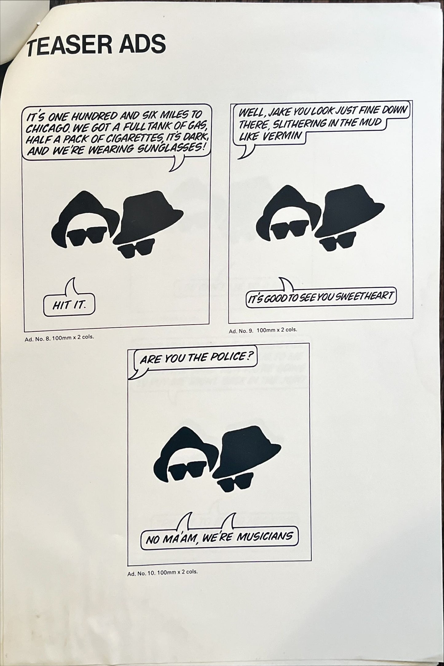 Blues Brothers pressbook 10 pages, pressbook '80 John Belushi & Dan Aykroyd are on a mission from God